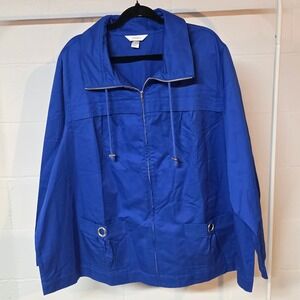 CJ Banks Blue Full Zip Jacket Plus Size 4X Lightweight Casual Spring Outerwear